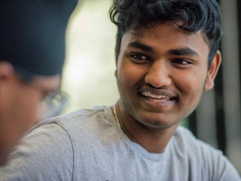 close up of student smiling